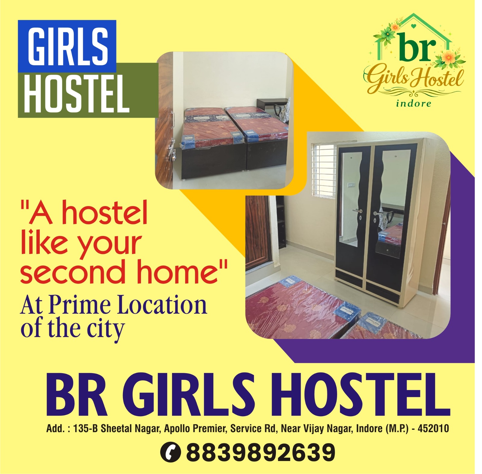 Best Girls Hostel near Radisson Square Indore 